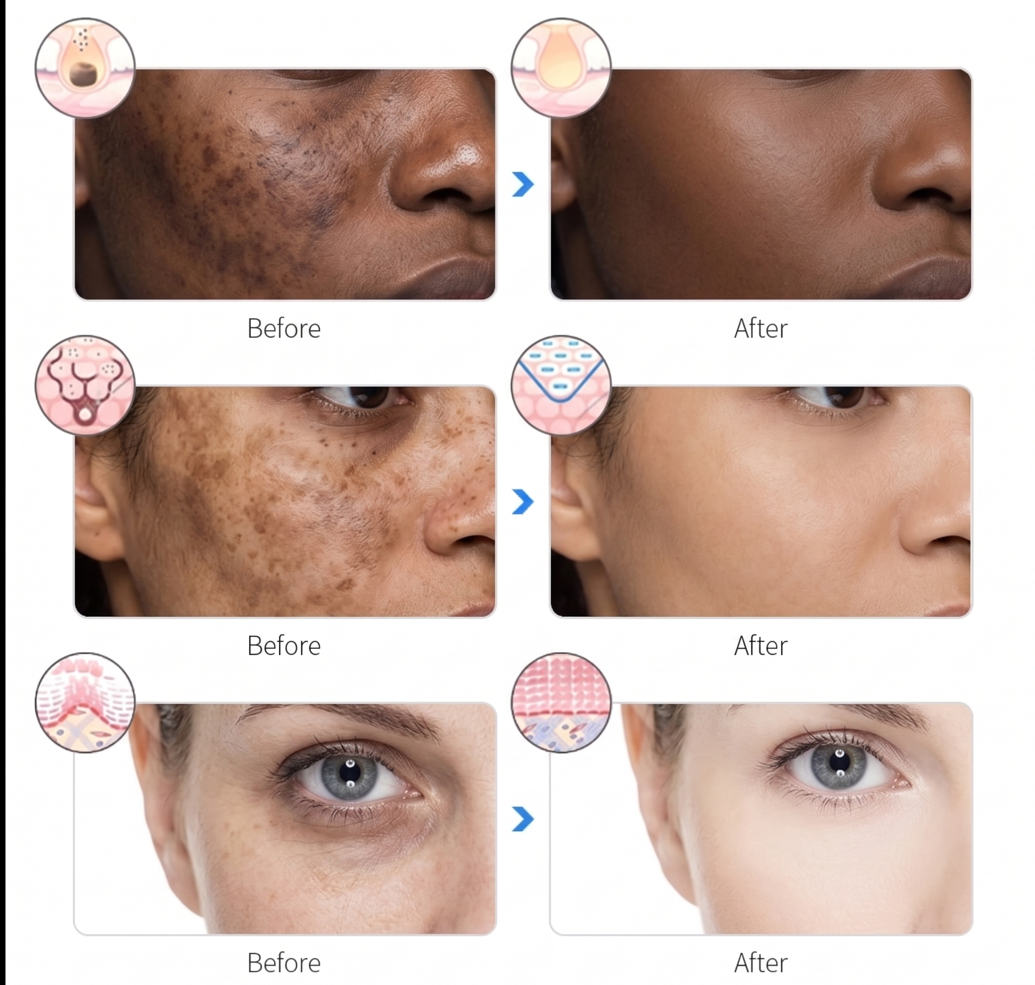 Résultats avant après masque LED YELHA SKIN
